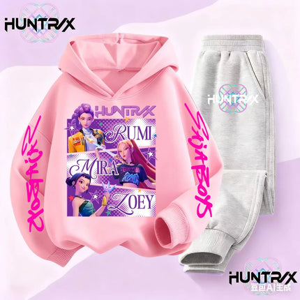 Children Hoodies Sets Kpop Demon Hunters Saja Boys Pullover Girls Boys Sweatshirts Anime Trucksuit Autumn Casual Kids Clothes