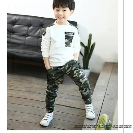 Kids Sport Clothing Sets Boys Tracksuit Autumn Camouflage Children Tops Pants 2Pcs Kit Outfit Teenager Boys Camouflage Tracksuit