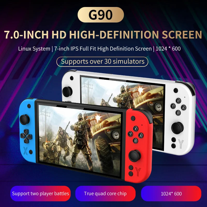 G90 7inch 64GB 4000mAh portable handheld game console arcade high-definition For PSP/PS1 nostalgic retro TV Gaming Controller