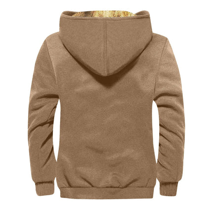 Winter Lambswool Coats Thicken Warm Jackets Long Sleeve Zipper Hoodies Casual Sports Fleece Black Coat Hooded Men Women Jacket