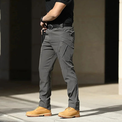 Men'S Tactical Cargo Pants - Softshell, Stretchy Fabric, Multiple Pockets, Button Fly, No Belt, All-Season Outdoor Training Pant