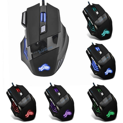 USB Wired Gaming Mouse 7 Button Backlit Ergonomic Mice 5500 DPI Backlight Adjustable Optical Mice for PC Gamer Computer Desktop