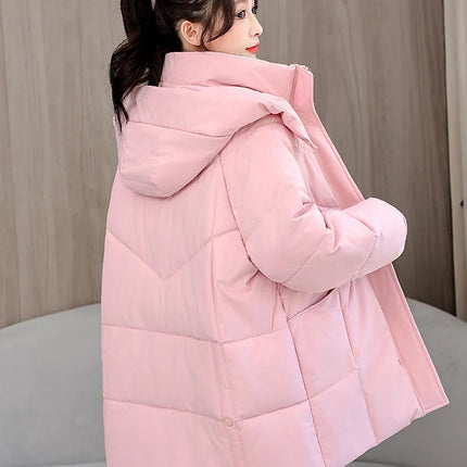 Winter New Down Long Jacket Women Warm Hooded Women's Cotton Padded Puffer Coat Fashion Temperament Overcoat Top