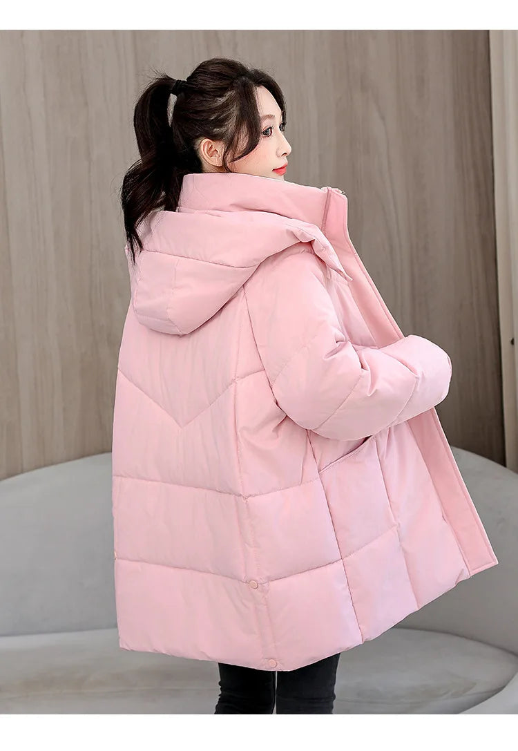 Winter New Down Long Jacket Women Warm Hooded Women's Cotton Padded Puffer Coat Fashion Temperament Overcoat Top