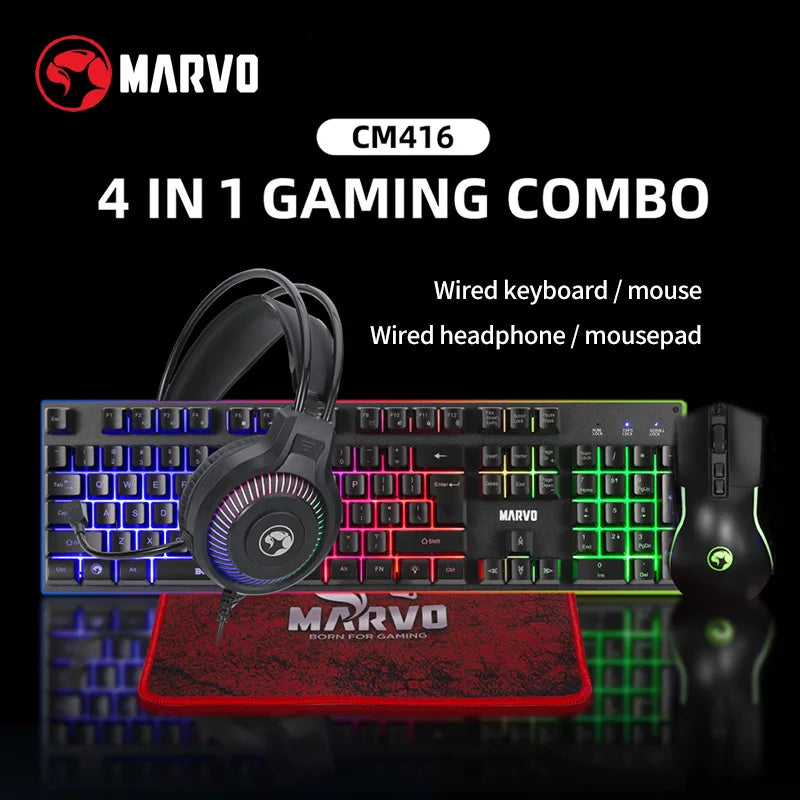Gaming Keyboard And Mouse It Contains Keyboard+Mouse+Headphone And Mouse Pad Set, RGB,Game Wired Keyboard And Mouse Sets