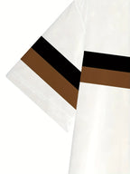 New Handsome Men's Summer Stripe Printed Comfortable and Breathable Round Neck T-shirt Pants Set Outdoor Casual Clothing