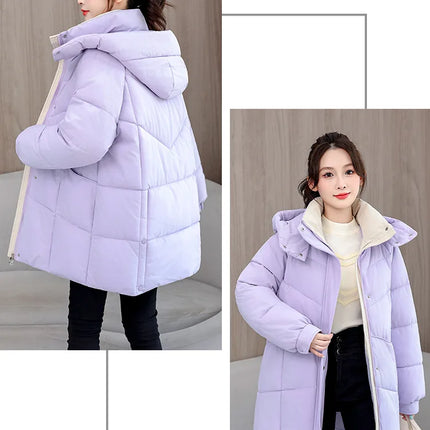 Winter New Down Long Jacket Women Warm Hooded Women's Cotton Padded Puffer Coat Fashion Temperament Overcoat Top