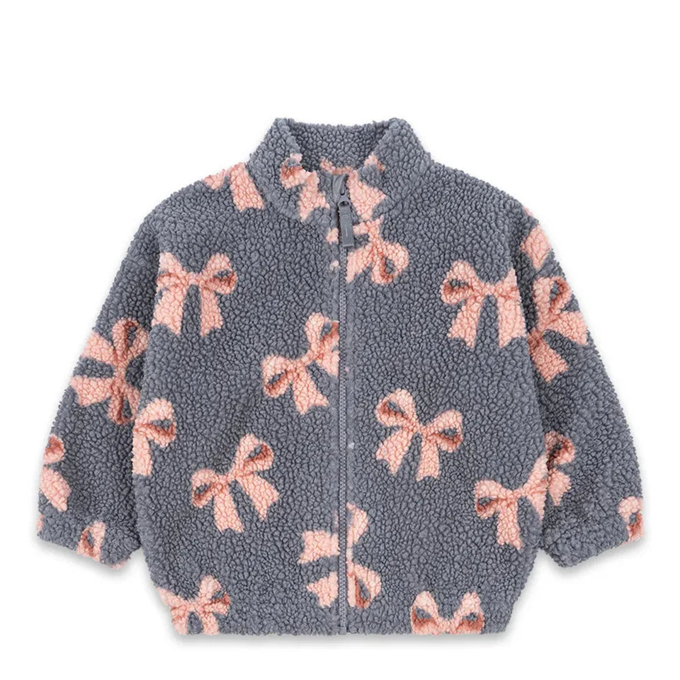 25 Winter New Children's Warm Coat  Cute Printed Bow Lamb Wool Coat for Boys and Girls Baby Girl Winter Clothes