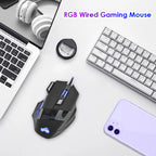 USB Wired Gaming Mouse 7 Button Backlit Ergonomic Mice 5500 DPI Backlight Adjustable Optical Mice for PC Gamer Computer Desktop