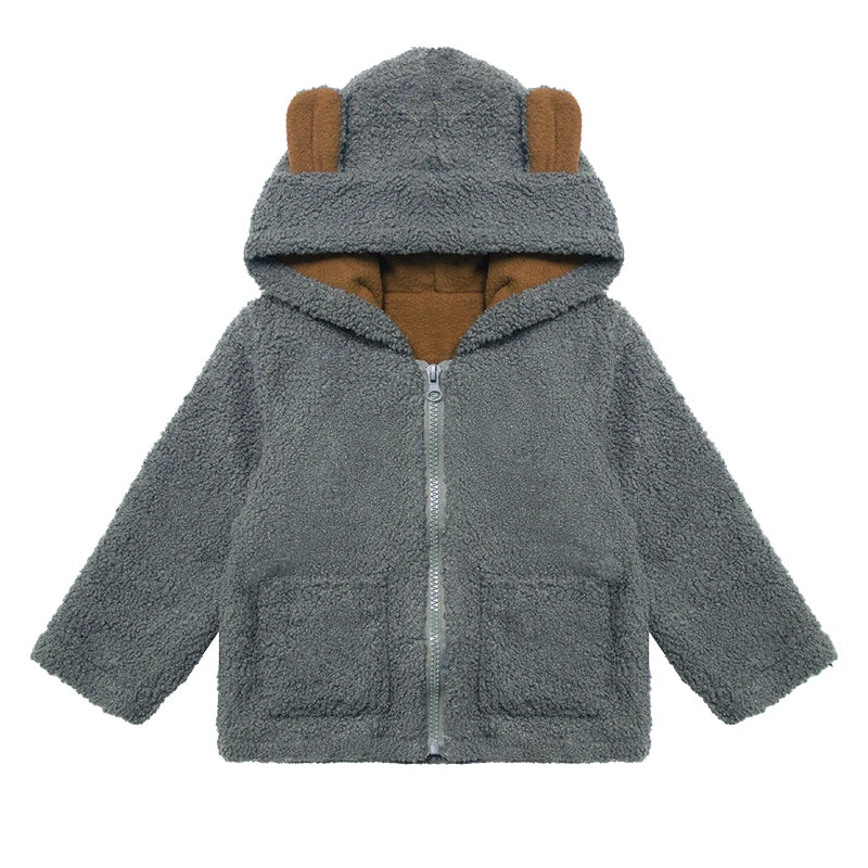 Kids Winter Coats 2024 Children Outerwear Boy Girls Warm Soft Solid Jacket Baby Girls Bear Ears Hooded Jackets Children Clothing