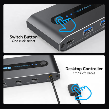 USB C Switch 2 Computers Share USB C & A Devices 10Gbps 4 Port USB 3.2 Switcher 2 PC for PC Laptop Share Keyboard Mo