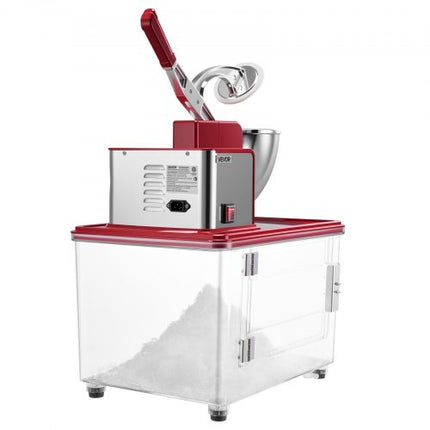 Commercial Ice Crusher 661LBS/H, 350W Electric Snow Cone Machine with 4 Blades, 2000RPM Stainless Steel Shaved Ice Machine with 11 Gal Crushed-Ice Box, for Family Restaurants Bars, Red