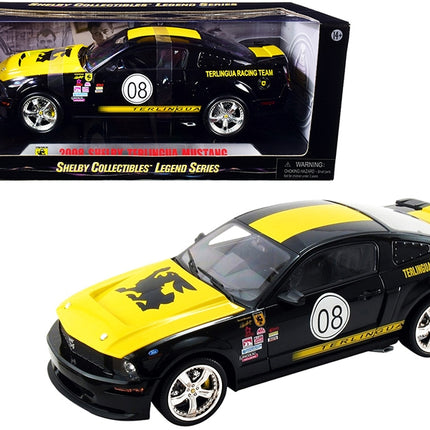 2008 Ford Shelby Mustang #08 "Terlingua" Black and Yellow "Shelby Collectibles Legend" Series 1/18 Diecast Model Car by Shelby Collectibles