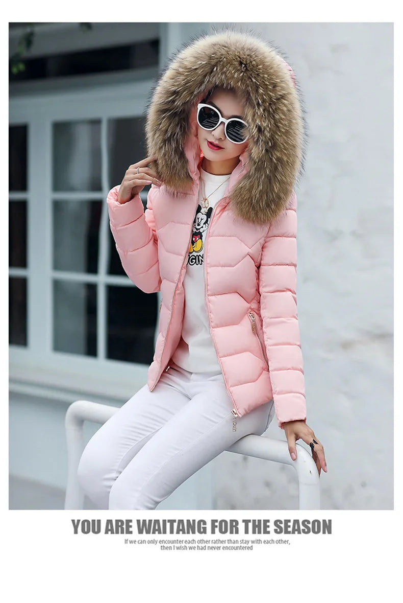 2022 New Winter Jacket Women Faux Fur Hooded Parka Coats Female Long Sleeve Thick Warm Snow Wear Jacket Coat Mujer Quilted Tops