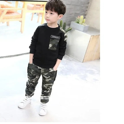 Kids Sport Clothing Sets Boys Tracksuit Autumn Camouflage Children Tops Pants 2Pcs Kit Outfit Teenager Boys Camouflage Tracksuit
