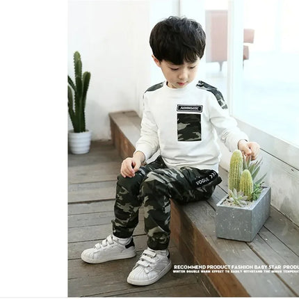 Kids Sport Clothing Sets Boys Tracksuit Autumn Camouflage Children Tops Pants 2Pcs Kit Outfit Teenager Boys Camouflage Tracksuit