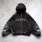 European American Hip-hop Solid Color Casual Trendy Loose Jacket Men Y2K Retro Harajuku Streetwear Oversized Zipper Coat Women