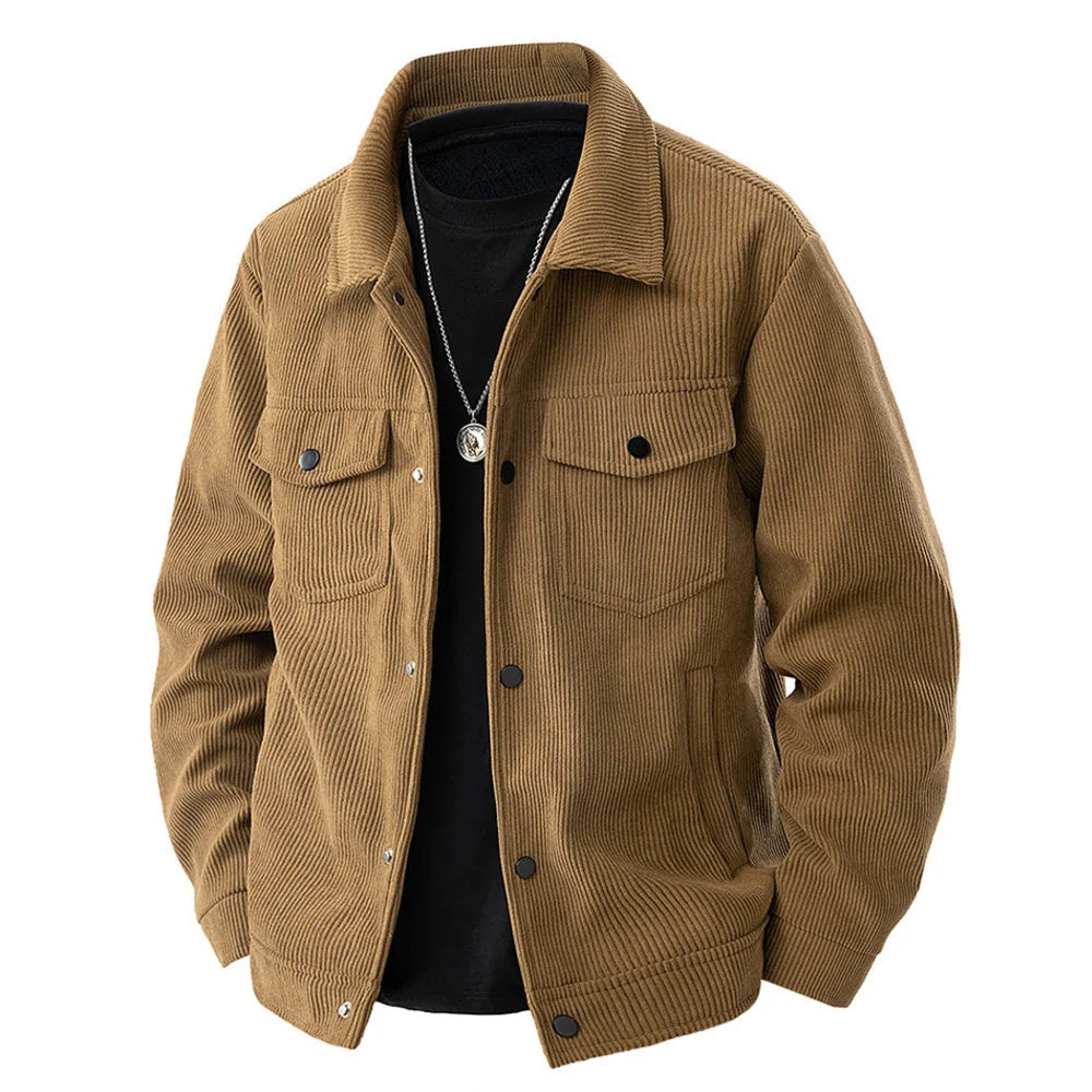 American Vintage Corduroy Jacket Autumn/Winter New Arrival Minimalist, Versatile Lapel Workwear Jacket Men's Casual Outerwear