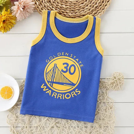 Color: Gold, Kid Size: 5 - Summer Kids Tops Clothes Tank Sleeveless Breathable Cotton Children T-shirt Vest Top Clothing Outfit Cartoon Boys Girls 0-7Years
