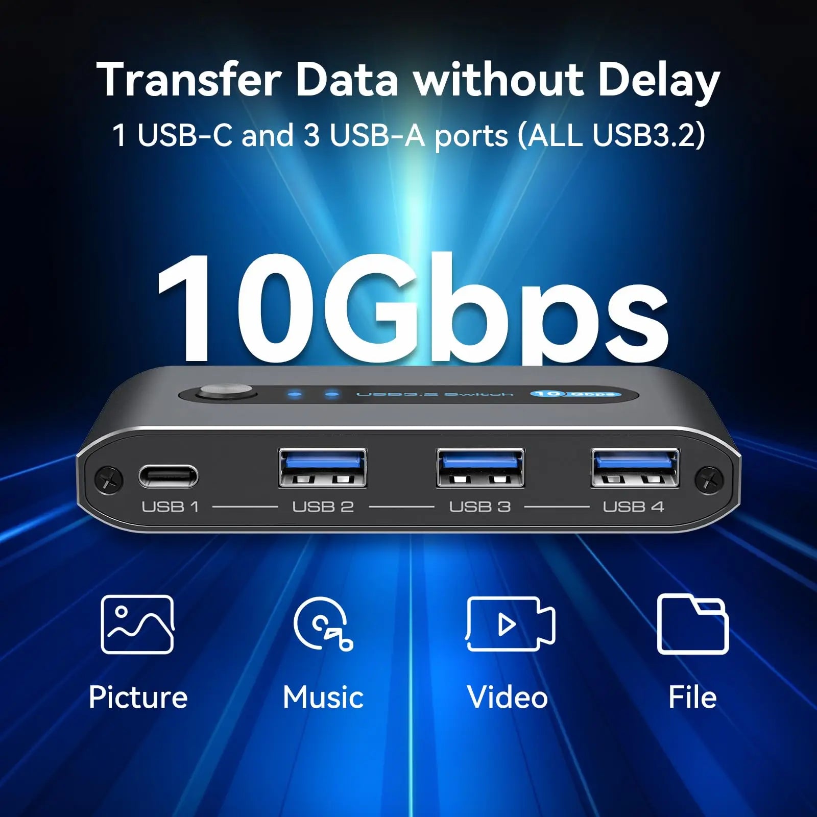 USB C Switch 2 Computers Share USB C & A Devices 10Gbps 4 Port USB 3.2 Switcher 2 PC for PC Laptop Share Keyboard Mo