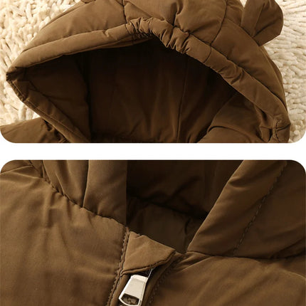 Kids Winter Down Jacket 2024 Cute Bear Snow Wear Coats Thicken Warm Girls Boys' Cotton Clothes Chidlren Hooded Parkas 1-6 Years
