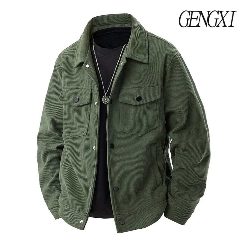 American Vintage Corduroy Jacket Autumn/Winter New Arrival Minimalist, Versatile Lapel Workwear Jacket Men's Casual Outerwear