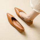 Female Shoes Large Size 2025 Pointedtoe Genuine Leather Flat Shoes Women Shallow Mouth Comfortable Women's Boat Shoes