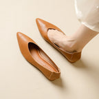 Female Shoes Large Size 2025 Pointedtoe Genuine Leather Flat Shoes Women Shallow Mouth Comfortable Women's Boat Shoes