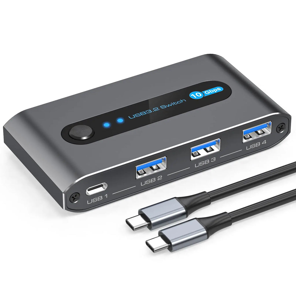 USB C Switch 2 Computers Share USB C & A Devices 10Gbps 4 Port USB 3.2 Switcher 2 PC for PC Laptop Share Keyboard Mo