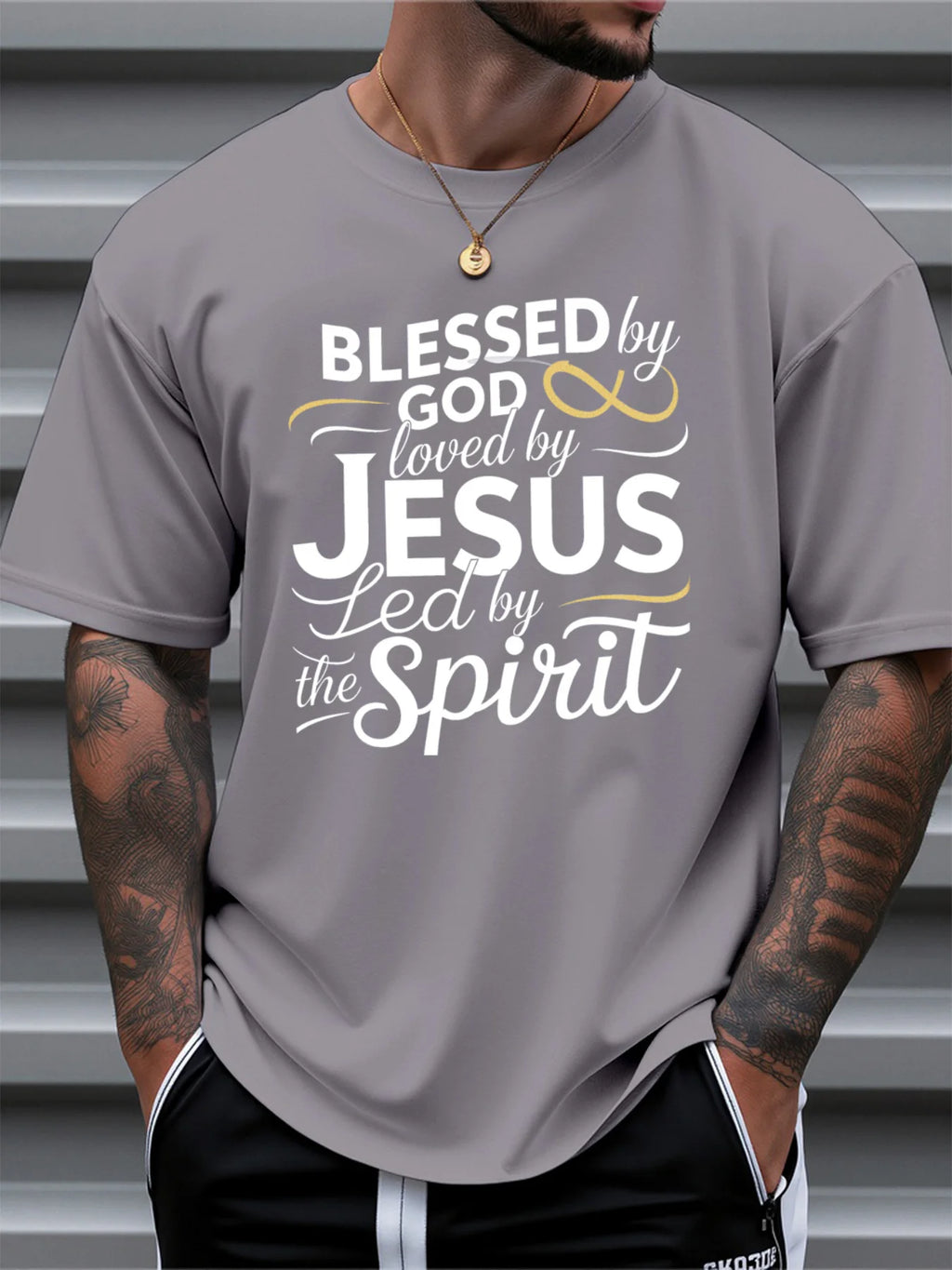 T Shirt For Man 100% Cotton Summer Blessed by God Loved by Jesus Casual Slim Fit Round Neck Short Sleeved T-shirt Top