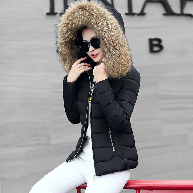 2022 New Winter Jacket Women Faux Fur Hooded Parka Coats Female Long Sleeve Thick Warm Snow Wear Jacket Coat Mujer Quilted Tops