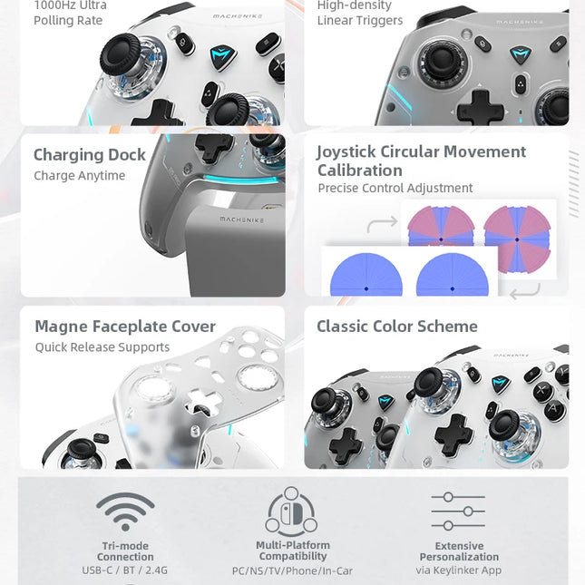 MACHENIKE G5Pro Max SE Gaming Controller Charging Dock Optional Hall Effect Joysticks Triggers RGB Light Wireless Gamepad