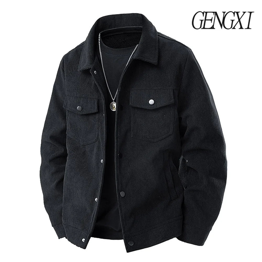 American Vintage Corduroy Jacket Autumn/Winter New Arrival Minimalist, Versatile Lapel Workwear Jacket Men's Casual Outerwear
