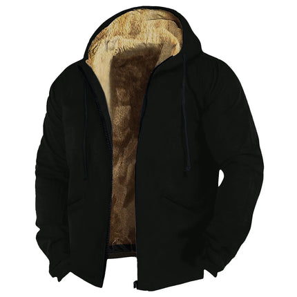 Winter Lambswool Coats Thicken Warm Jackets Long Sleeve Zipper Hoodies Casual Sports Fleece Black Coat Hooded Men Women Jacket