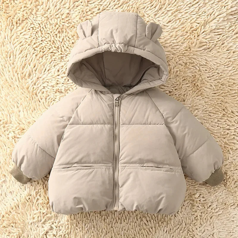 Kids Winter Down Jacket 2024 Cute Bear Snow Wear Coats Thicken Warm Girls Boys' Cotton Clothes Chidlren Hooded Parkas 1-6 Years