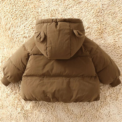 Kids Winter Down Jacket 2024 Cute Bear Snow Wear Coats Thicken Warm Girls Boys' Cotton Clothes Chidlren Hooded Parkas 1-6 Years