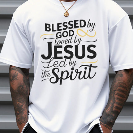 T Shirt For Man 100% Cotton Summer Blessed by God Loved by Jesus Casual Slim Fit Round Neck Short Sleeved T-shirt Top