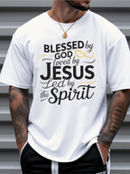 T Shirt For Man 100% Cotton Summer Blessed by God Loved by Jesus Casual Slim Fit Round Neck Short Sleeved T-shirt Top