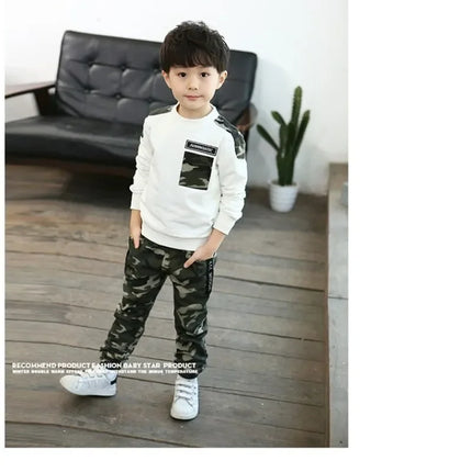 Kids Sport Clothing Sets Boys Tracksuit Autumn Camouflage Children Tops Pants 2Pcs Kit Outfit Teenager Boys Camouflage Tracksuit
