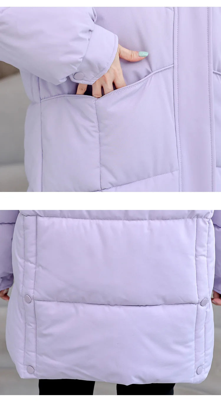 Winter New Down Long Jacket Women Warm Hooded Women's Cotton Padded Puffer Coat Fashion Temperament Overcoat Top