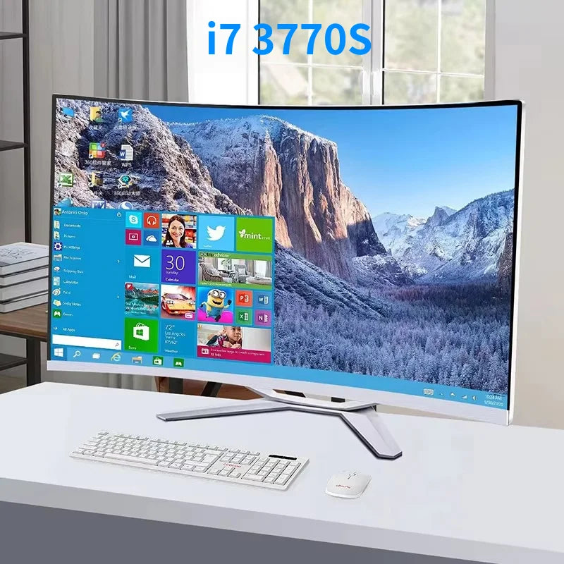 32 inch 1K all-in-one computer (Intel i7-3770S, RAM 16GB, SSD 1024GB, Windows 11 Pro), white, English keyboard