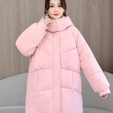 Winter New Down Long Jacket Women Warm Hooded Women's Cotton Padded Puffer Coat Fashion Temperament Overcoat Top