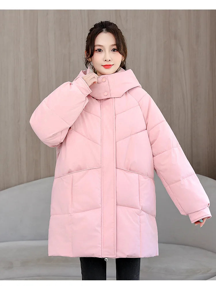 Winter New Down Long Jacket Women Warm Hooded Women's Cotton Padded Puffer Coat Fashion Temperament Overcoat Top