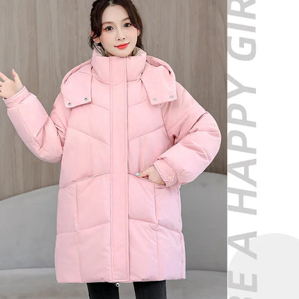 Winter New Down Long Jacket Women Warm Hooded Women's Cotton Padded Puffer Coat Fashion Temperament Overcoat Top
