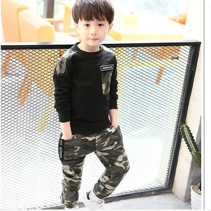 Kids Sport Clothing Sets Boys Tracksuit Autumn Camouflage Children Tops Pants 2Pcs Kit Outfit Teenager Boys Camouflage Tracksuit