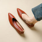 Female Shoes Large Size 2025 Pointedtoe Genuine Leather Flat Shoes Women Shallow Mouth Comfortable Women's Boat Shoes