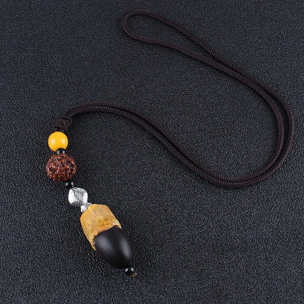 Simple ethnic style Bodhi necklace long sweater chain men's and women's versatile cotton and linen clothing accessories tourist