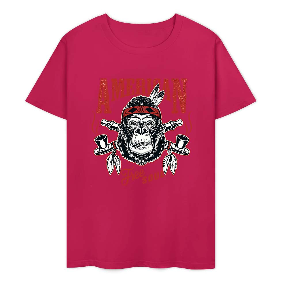 New 2025 Pure cotton short sleeved T-shirt Front print Multiple colors