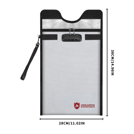 1pc Fireproof Waterproof Document Bag With Zipper Combination Lock Phones Laptops Anti-Theft Emf Protection Portable Faraday Bag