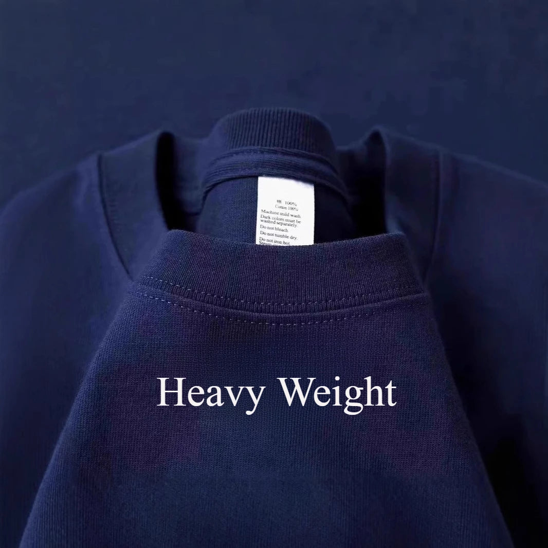 100% Cotton GSM 250G Men's T-shirt Summer Heavy Solid Color Round Neck Short Sleeve Basic Top Men's T-shirt